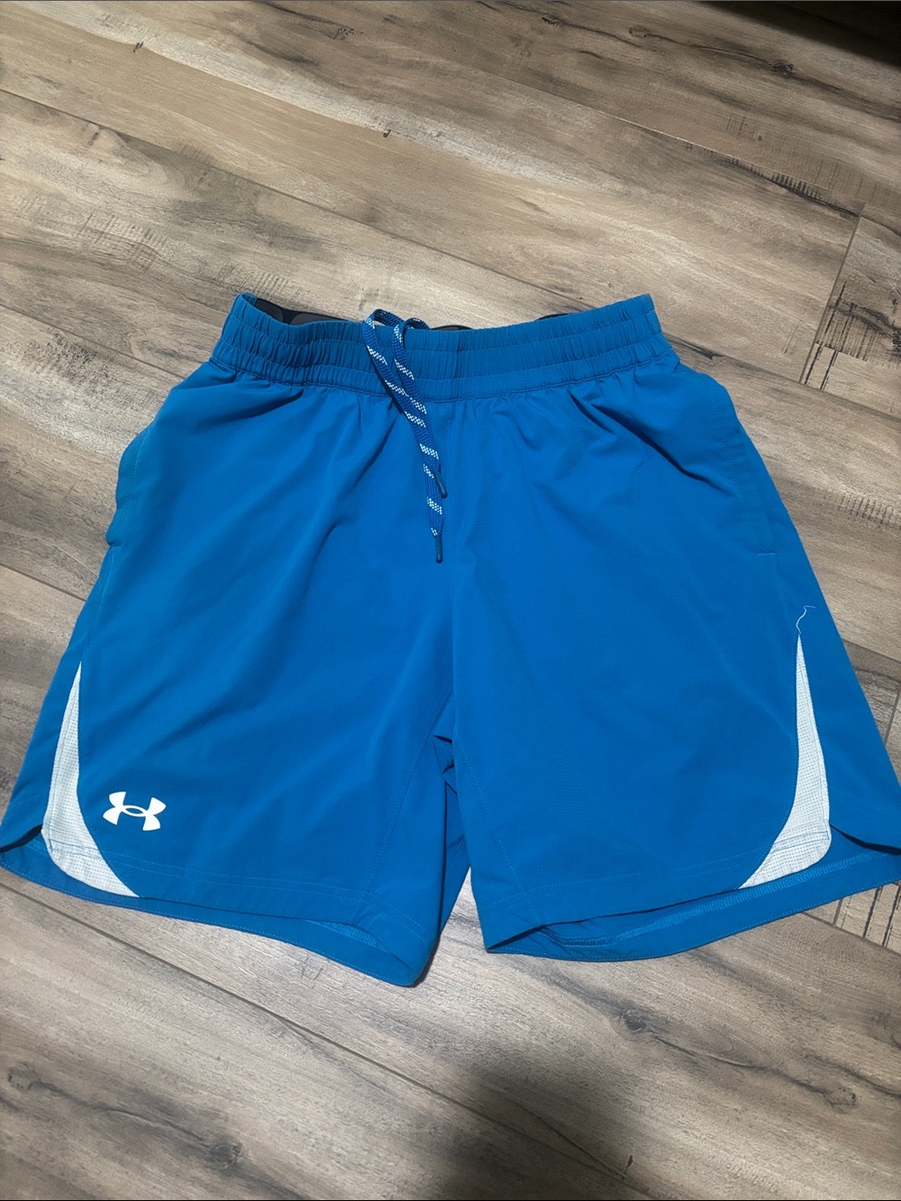 Under Armour Men’s Bright Blue Athletic Shorts with White Accents